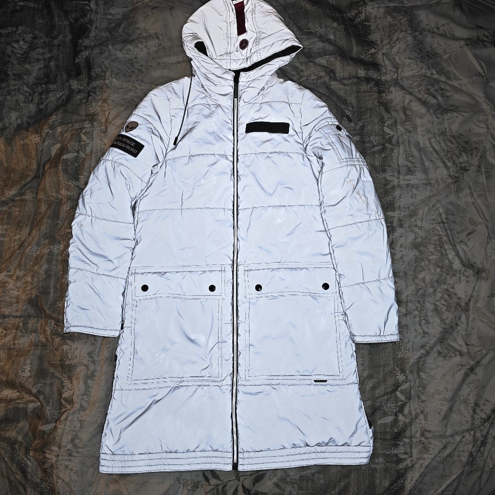 Malinoffka Reflective Fleece-Lined Puffer Coat-Womens MEDIUM-Russian jacket-Grey